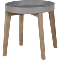 Papildu galds SANDSTONE D61xH50cm, galda virsma: kompozīt akmens, krāsa: brūnas kājas/ pelēka virsma, kājas: akācija