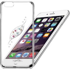 X-Fitted Aizmugurējais Plastikata Apvalks ar Swarovski Kristāliem Priekš Apple iPhone 6 / 6S Sudrabs / Gracioza Lapa