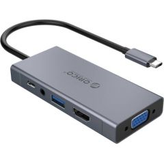 Orico 5-in-1 Adapter Hub, HDMI 4K + USB 3.0 + VGA + AUX + USB-C PD 60W