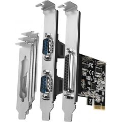 Axagon PCI-Express card with one parallel and two serial ports 250 kbps. ASIX AX99100. Standard & Low profile.