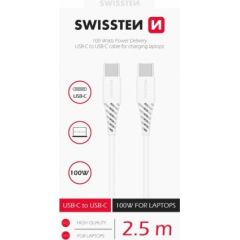 Swissten Power Delivery Data Cable USB-C to USB-C Datu un Uzlādes Kabelis 5A (100W) 2.5m