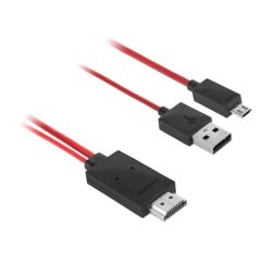 Pārveidotājs MHL micro USB B 11pin spraudnis - HDMI spraudnis + USB A spraudnis