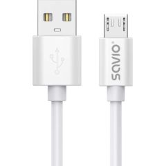 USB cable 3 m USB 2.0, USB A  - Micro USB White SAVIO CL-167