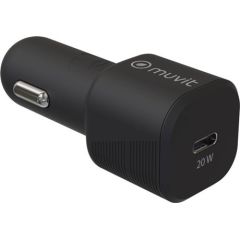 Car Charger PD 20W 3.0A Type-C By Muvit Black