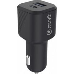 Car Charger PD USB 20W+ QC 3.0 18W By Muvit Black
