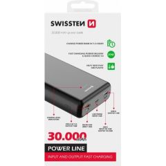 Swissten Line Power Banka Ārējās Uzlādes Baterija 2xUSB / USB-C / Micro USB / Lightning / 20W / 30000 mAh
