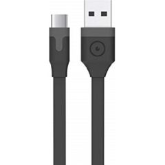 Flat Type-C Cable USB 2.0 2M 3A By Muvit Black