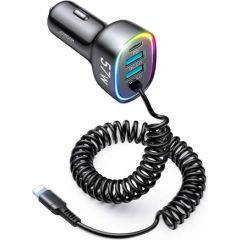 Car charger Joyroom JR-CL20, 2x USB + 2x Lightning, 57W + Lightning cable (black)