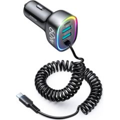 Car charger Joyroom JR-CL19, 2x USB + 2x USB-C, 60W + USB-C cable (black)