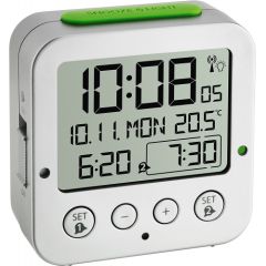 TFA Digital radio alarm clock with temperature BINGO (silver/green)