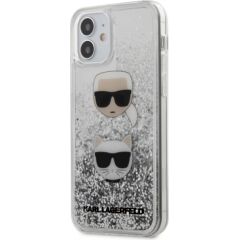 Karl Lagerfeld KLHCP12SKCGLSL Liquid Glitter 2 Heads Cover Silikona Aizsargapvalks Priekš Apple iPhone 12 Mini Sudraba