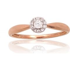Золотое кольцо #1101050(Au-R+PRh-W)_DI, Красное Золото	585°, родий (покрытие) , Бриллианты (0,07Ct), Размер: 18, 1.36 гр.
