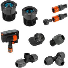 GARDENA Pipeline Starter Set with square sprinkler, water tap (with 2 water sockets)