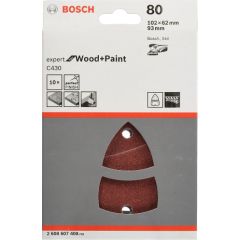 Bosch sanding sheet C430 Expert for Wood and Paint, 102 x 62 / 93mm, K80 (10 pieces, for multi-sander)