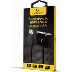 Gembird A-DPM-HDMIFVGAF-01 DisplayPort male to HDMI female + VGA female adapter cable, black