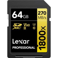 Lexar Professional 1800x SDXC 64 GB Class 10 UHS-II/U3 V60 (LSD1800064G-BNNNG)