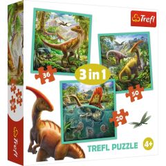 TREFL Pužļu komplekts Dinozauri, 3in1 Puzles