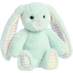 AURORA Rainbow Gingham Bunnies Plīša piparmētru zaļš  trusis, 18 cm