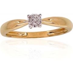 Золотое кольцо #1100187(Au-Y+PRh-W)_DI, Желтое Золото 585°, родий (покрытие), Бриллианты (0,024Ct), Размер: 16.5, 1.5 гр.