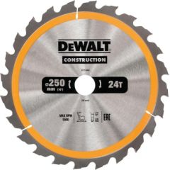 Griešanas disks kokam DeWalt; 250x3x30,0 mm; Z24; 10° Zāģripas