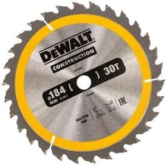 Griešanas disks kokam DeWalt; 184x2,6x16,0 mm; Z30; 10° Zāģripas