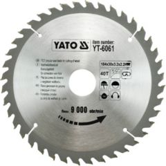 Griešanas disks kokam Yato YT-6061; 184x3,2x30 mm; Z40 Zāģripas