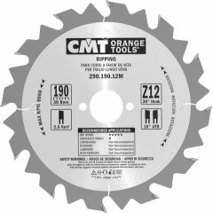 Griešanas disks kokam CMT 290; 190x2.6x30; Z12; 20° Zāģripas