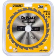 Griešanas disks kokam DeWalt Construction; 190x30 mm; Z24 Zāģripas