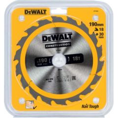 Griešanas disks kokam DeWalt Construction; 190x30 mm; Z18