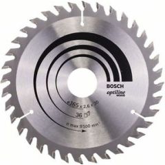Griešanas disks kokam Bosch OPTILINE WOOD; 165x2,6x30,0 mm; Z36; 15°