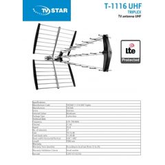 eSTAR Antenna T-1116 UHF Triplex LTE Black