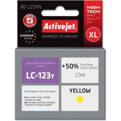 Activejet AB-123YN ink for Brother printer; Brother LC123Y/LC121Y replacement; Supreme; 10 ml; yellow Tintes printeru izejmateriāli