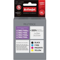 Activejet ABB-1100NX Brother Printer Ink, Compatible with Brother LC1100/980;  Supreme;  1 x 29 ml, 3 x 19.5 ml;  black, purple, blue, yellow. Prints 300% more. Tintes printeru izejmateriāli