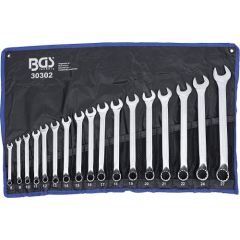 Bgs Technic BGS 30302 | Open-Ended Spanner Set | 17 Pieces | Offset | SW 8 - 27 mm | Includes Tetron Roll-Up Bag | Combination Spanner