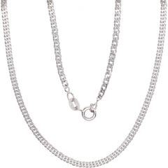 Серебряная цепочка Ромб 2 мм, алмазная обработка граней #2400079(PRh-Gr), Серебро 925°, родий (покрытие), длина: 55 см, 4.2 гр.