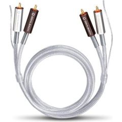 OEHLBACH Art. No. 2601 SILVER EXPRESS PLUS LF PHONO AUDIO CINCH CABLE WITH ADDITIONAL GROUND 1m Art. No. 2601