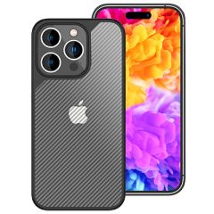 Silikona vāciņš iPhone 14 Pro NALIA Matte carbon look case anti-fingerprint