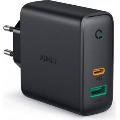 AUKEY PA-D3 mobile device charger Black 1xUSB C | 1xUSB A Power Delivery 3.0 60W 5.4A Dynamic Detect