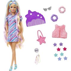 Mattel Barbie Totally Hair Doll (blonde) in star print dress