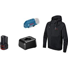 Bosch Heat+Jacket GHH 12+18V Kit size L, clothing (black, incl. charging adapter GAA 12V-21, 1x 12 volt battery)