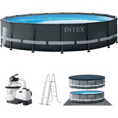 Intex Frame Pool Set Ultra Rondo XTR,   549 x 132cm, swimming pool (dark grey/blue, with sand filter system)