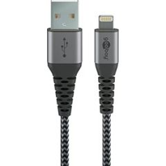 Goobay cable Lightning textile grey / silver 1,0m - 49268 Jaunumi - Audio-Video