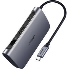 Adapter UGREEN 7w1 CM212 USB-C PD Hub 100W, 2x USB-A 3.0, HDMI 4K/30Hz, SD/TF, RJ45