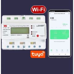 Wi-Fi Trīs fāžu elektrības skaitītajs ar iesl./izsl. Releju | iOS, Android App TUYA | 80A | 7 DIN