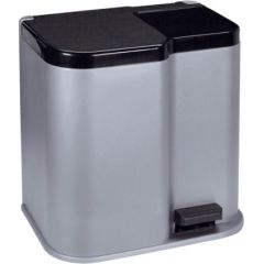 Curver Pedāļspainis atkritumu šķirošanai Duo 15+7L sudraba / tumši pelēks Atkritumu tvertnes