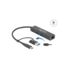 Delock 3P USB 3.2 Gen1 Hub+LAN+USB-C/A - 64149