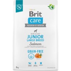 Dry food for young dog (3 months - 2 years), large breeds over 25 kg - Brit Care Dog Grain-Free Junior Large salmon 3kg Suņu barība