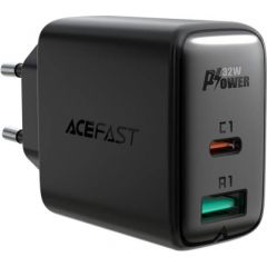 Wall Charger Acefast A5 PD32W, USB + USB-C (black)