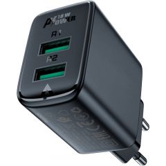 Wall Charger Acefast A33, 2x USB, 18W, QC3.0 (czarna)