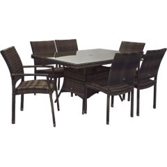 Садовая мебель WICKER стол и 4+2 стульев (11897, 1336),150x100xH74см, цвет: коричневый